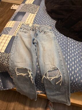 Levi's Light Blue Distressed Wide-Leg Jeans